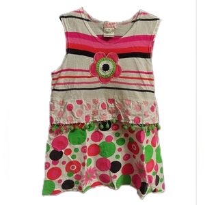 6X Zaza Couture Dress Pink White Green Tassles